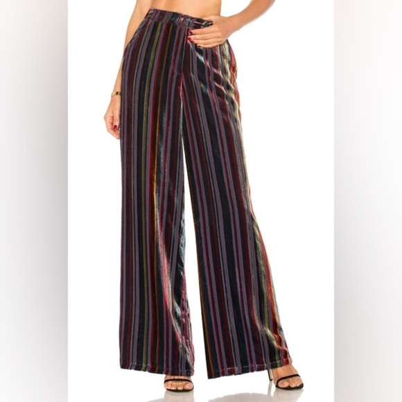 House of Harlow 1960 x Revolve Mona Pants Haze Velvet Multicolor Stripe Wide Leg - Picture 1 of 12